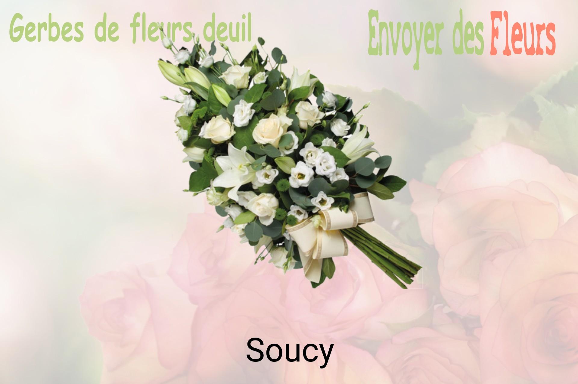 Gerbe de fleurs de deuil livrée à Soucy